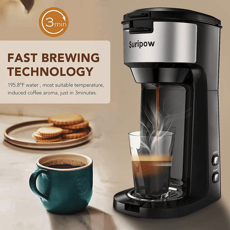 Suripow Single Serve Coffee Tea Maker Brewers for K-Cup Pod &Ground Powder,Brew Strength Control with Compact Design, 8 to 14 Oz, Thermal Drip Instant Coffee Capsule Machine, Self Cleaning Function - Premium  from Suripow - Just $224.81! Shop now at Handbags Specialist Headquarter