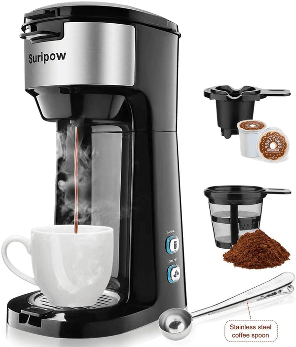 Suripow Single Serve Coffee Tea Maker Brewers for K-Cup Pod &Ground Powder,Brew Strength Control with Compact Design, 8 to 14 Oz, Thermal Drip Instant Coffee Capsule Machine, Self Cleaning Function - Premium  from Suripow - Just $224.81! Shop now at Handbags Specialist Headquarter