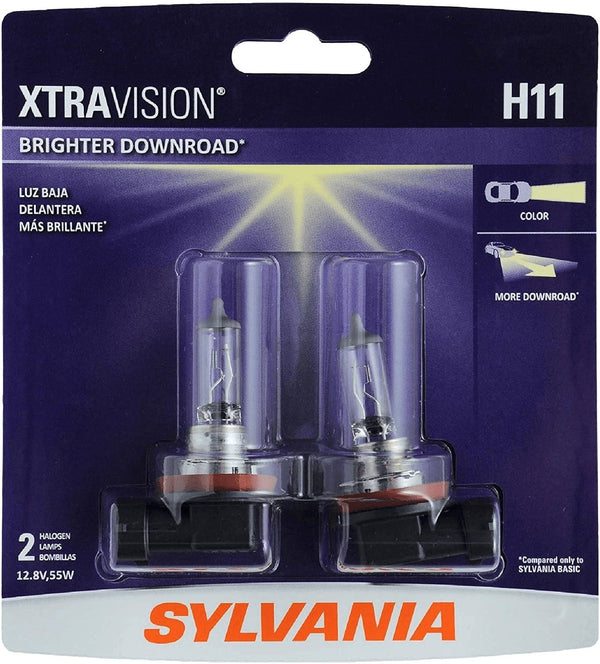 SYLVANIA - H11 Xtravision - High Performance Halogen Headlight Bulb, High Beam, Low Beam and Fog Replacement Bulb (Contains 2 Bulbs) (H11XV.BP2) - Premium  from SYLVANIA - Just $39.55! Shop now at Handbags Specialist Headquarter
