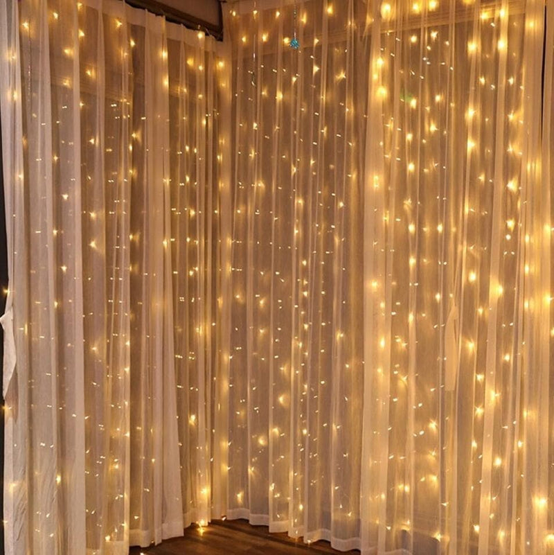 TORCHSTAR 9.8ft x 9.8ft LED Curtain Lights, Starry Christmas String Light, Icicle light, Fairy Light, Curtain light, Decorative Lighting for Room, Garden, Wedding, Christmas, Party, Warm White - Premium light from TorchStar - Just $29.83! Shop now at Handbags Specialist Headquarter