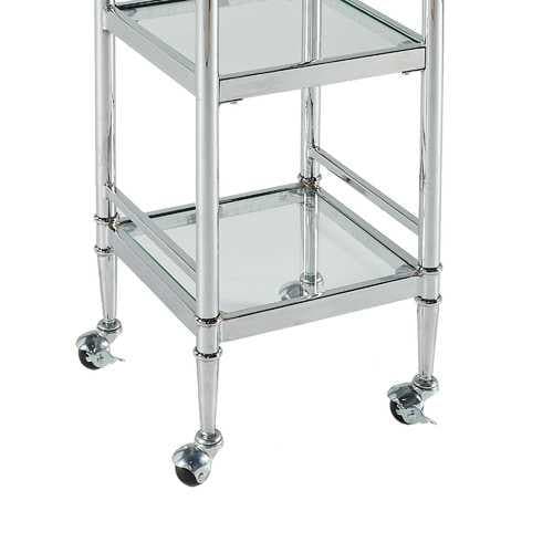 Transitional Style Metal Cart with Three Shelves, Silver and Clear - Premium Carts from HomeRoots - Just $332.55! Shop now at Handbags Specialist Headquarter