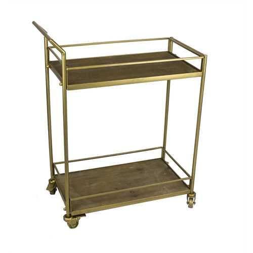 Transitional Two Tiered Metal Bar Cart, Gold - Premium Carts from HomeRoots - Just $255.91! Shop now at Handbags Specialist Headquarter