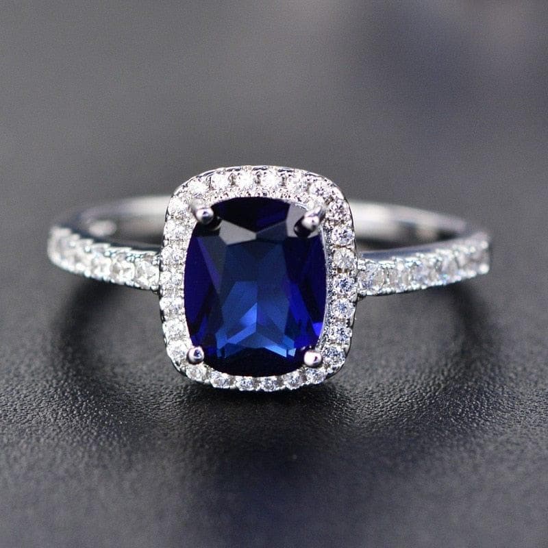 Trendy Aquamarine 925 Sterling Silver Ring Wedding Engagement Rings For Women 925 Silver Blue Sapphire Natural Luxury Jewelry - Premium Women Rings from eprolo - Just $28.99! Shop now at Handbags Specialist Headquarter