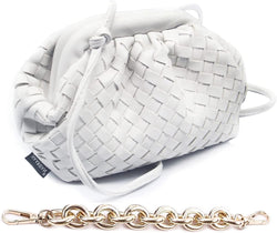 Trendy Clutch Cloud Shape Dupe Chunky Chain Shoulder Bag PU Leather Woven Handbag - Handbags Specialist Headquarter