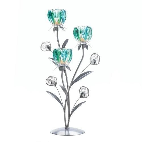 Triple Peacock Bloom Candle Holder - Premium Gallery of Light from Gallery of Light - Just $53.50! Shop now at Handbags Specialist Headquarter