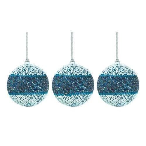True Blue Beaded Ball Ornament Trio - Premium Christmas Collection from Christmas Collection - Just $42.24! Shop now at Handbags Specialist Headquarter