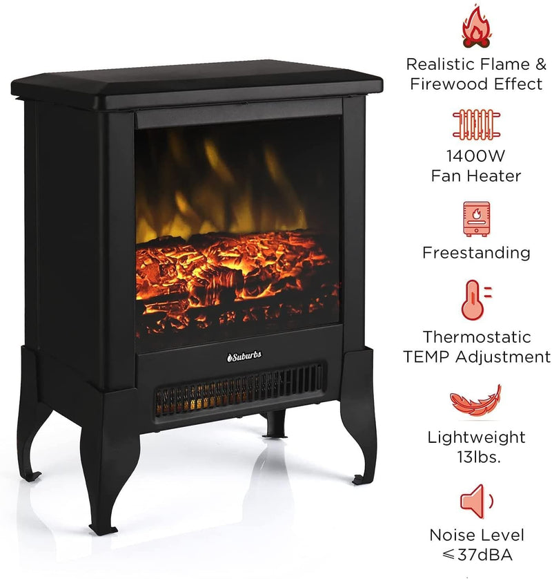 TURBRO Suburbs TS17 Compact Electric Fireplace Stove, Freestanding Stove Heater with Realistic Flame - CSA Certified - Overheating Safety Protection - for Small Spaces - 18" 1400W - Premium FIREPLACE from Visit the TURBRO Store - Just $106.99! Shop now at Handbags Specialist Headquarter