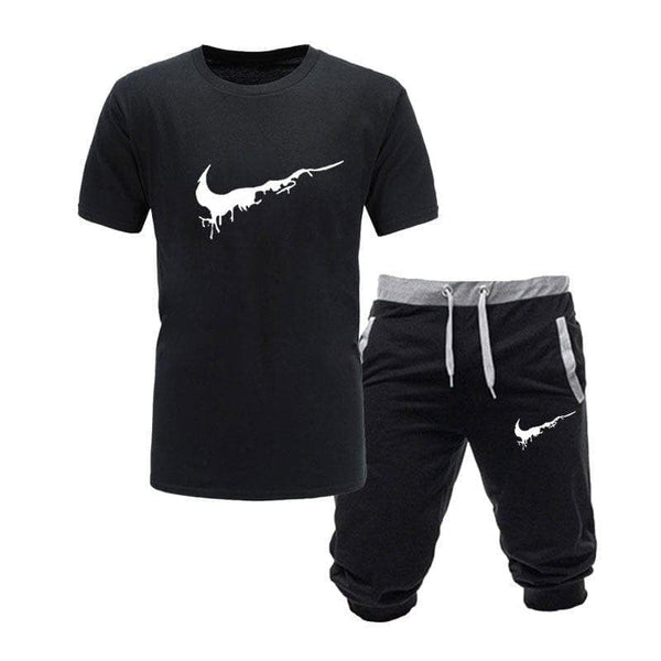 Two Pieces Sets T Shirts+Shorts Suit Men Summer Tops Tees Fashion Tshirt High Quality Men Clothing - Premium MEN T-SHIRT from eprolo - Just $29.12! Shop now at Handbags Specialist Headquarter