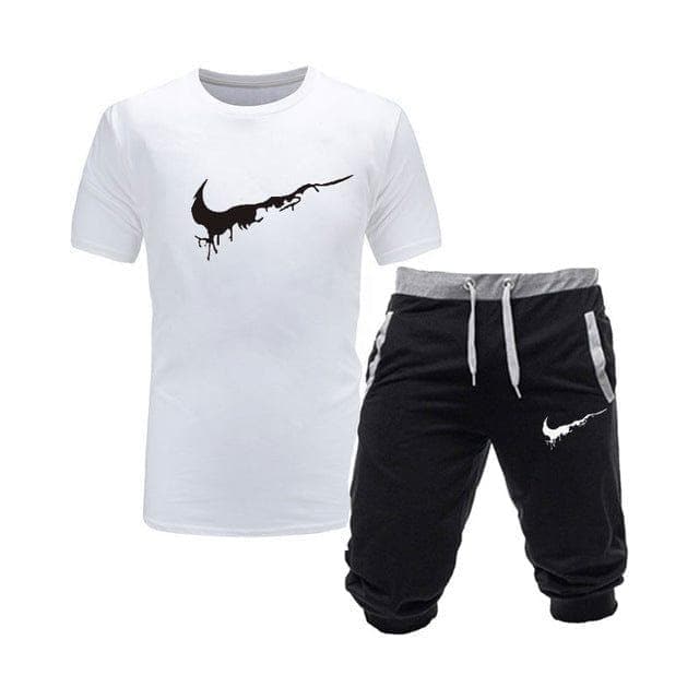 Two Pieces Sets T Shirts+Shorts Suit Men Summer Tops Tees Fashion Tshirt High Quality Men Clothing - Premium MEN T-SHIRT from eprolo - Just $29.12! Shop now at Handbags Specialist Headquarter