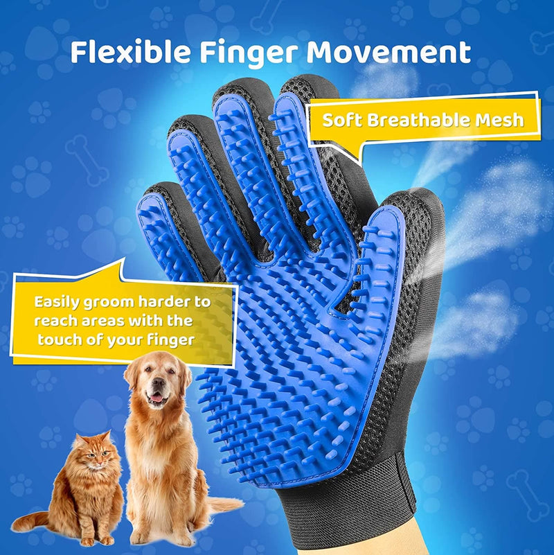 【Upgrade】 Pet Grooming Gloves - DELOMO Cat Brushes Gloves for Gentle Shedding - Efficient Pets Hair Remover Mittens - Dog Washing Gloves for Long and Short Hair Dogs & Cats & Horses - 1 Pair - Handbags Specialist Headquarter