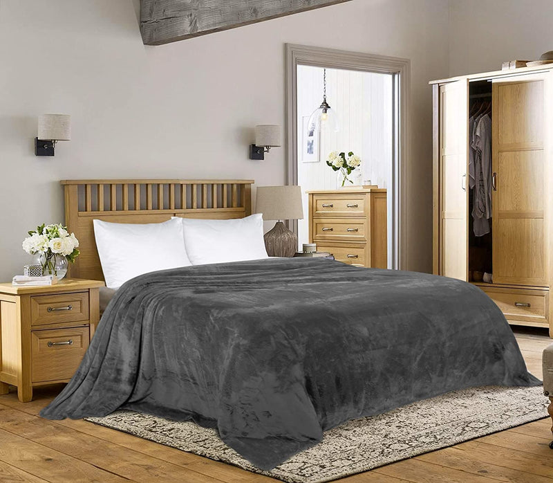 Utopia Bedding Fleece Blanket Queen Size Grey 300GSM Luxury Fuzzy Soft Anti-Static Microfiber Bed Blanket (90x90 Inches) - Handbags Specialist Headquarter
