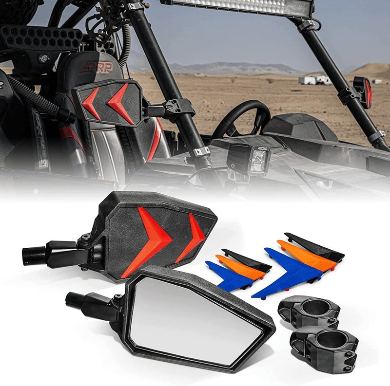 UTV Side Rear View Mirror Kit [1.75"-2" Roll Bars] [4 Color Inserts] [Installation Kit Included] Side View Mirrors for Polaris RZR XP1000 S1000 SXS ATV Can-Am Maverick Honda - Premium  from ONLINE LED STORE - Just $81.26! Shop now at Handbags Specialist Headquarter