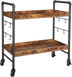 VASAGLE Bar Cart, Kitchen Serving Cart, Universal Casters with Brakes, Leveling Feet, Hooks, Steel Structure, 33.9 x 15.7 x 33.5 Inches, Rustic Brown and Black ULRC85BX - Premium 16354791 from Amazon US - Just $120.99! Shop now at Handbags Specialist Headquarter
