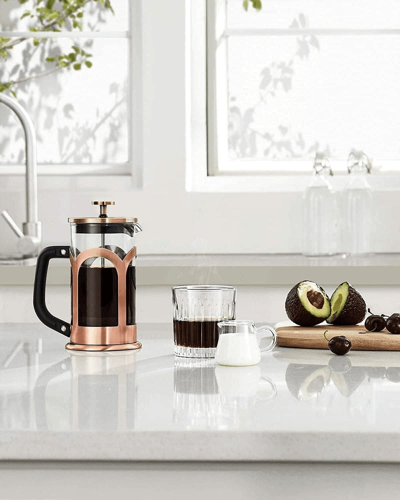 Veken French Press Coffee & Tea Maker, 304 Stainless Steel Heat Resistant Borosilicate Glass Coffee Press, Durable Easy Clean 100% BPA Free, 21Oz, Copper - Premium  from Veken - Just $247.85! Shop now at Handbags Specialist Headquarter