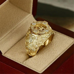 Vintage  Carving Full Stone Crown Rings For Men Wedding Jewelry Male Yellow Gold Color King Ring   Gifts - Premium Men Rings from eprolo - Just $34.99! Shop now at Handbags Specialist Headquarter