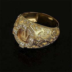 Vintage  Carving Full Stone Crown Rings For Men Wedding Jewelry Male Yellow Gold Color King Ring   Gifts - Premium Men Rings from eprolo - Just $34.99! Shop now at Handbags Specialist Headquarter