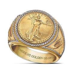 Vintage Fashion Yellow Gold Filled Coin Rings For Men Wedding Jewelry Engagement Ring Male Punk Luxury Anniversary Gift - Premium Men Rings from eprolo - Just $24.99! Shop now at Handbags Specialist Headquarter
