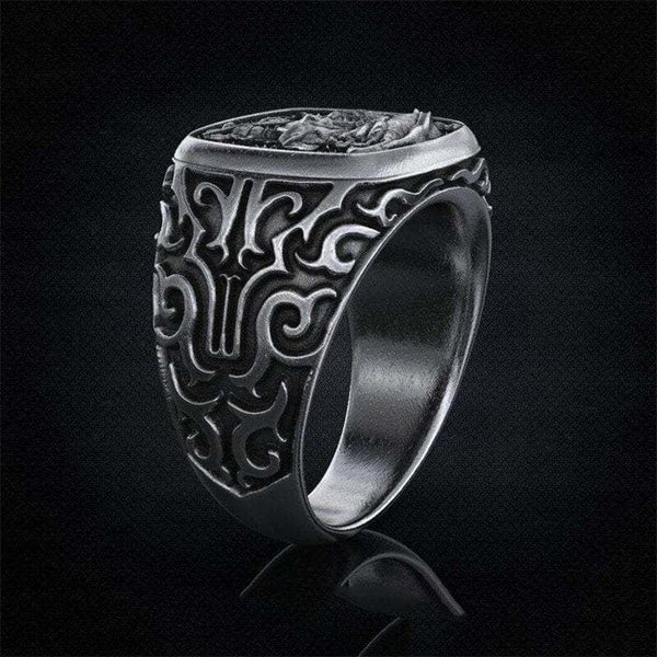 Vintage Saint George Hero Rings For Men White Gold Jewelry European and American Myths Ward off Evil Spirit Retro Male Ring - Premium Men Rings from eprolo - Just $24.99! Shop now at Handbags Specialist Headquarter