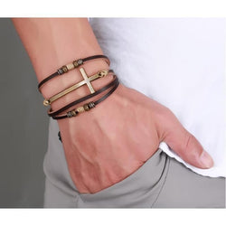 Vnox  Leather Cross Bracelets & Bangles For Women Men - Premium Men Bracelets from eprolo - Just $14.99! Shop now at Handbags Specialist Headquarter