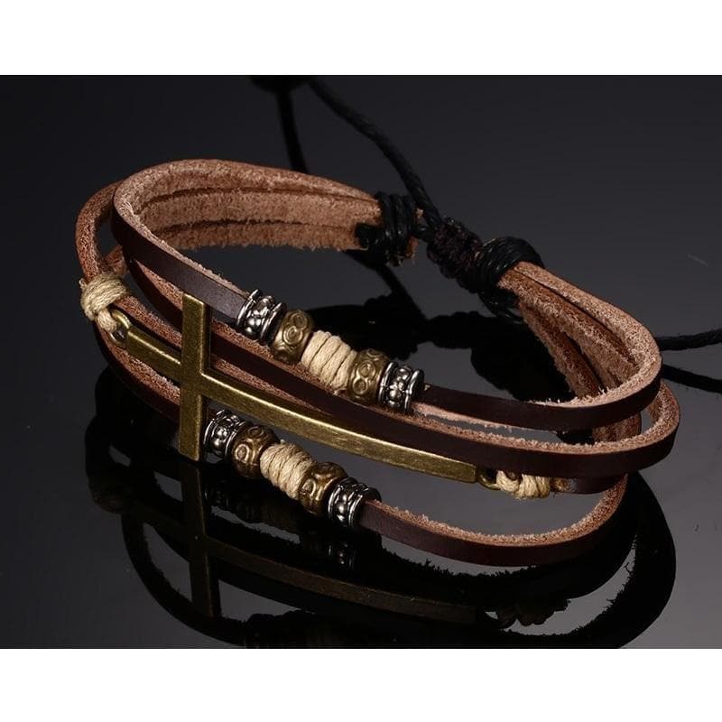 Vnox  Leather Cross Bracelets & Bangles For Women Men - Premium Men Bracelets from eprolo - Just $14.99! Shop now at Handbags Specialist Headquarter