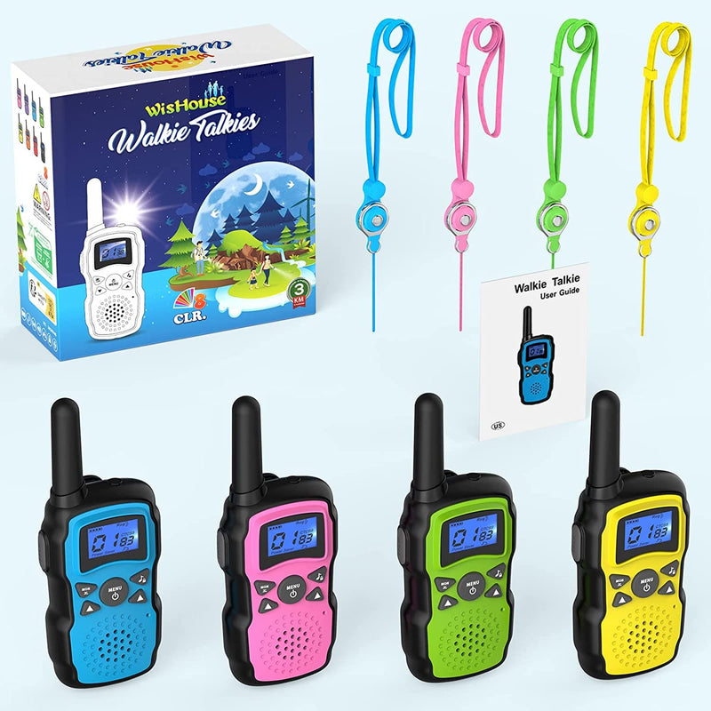 Walkie Talkies for Kids 4 Pack,Family Walky Talky Adults Childrens Radio Long Range,Outdoor Camping Fun Toys Birthday Present Xmas Gifts for 3 4 5 6 7 8 9 10 Year Old Girls Boys (No Battery) - Handbags Specialist Headquarter