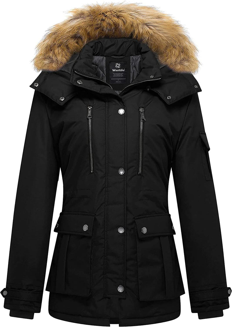 Wantdo Women's Quilted Winter Coat Warm Puffer Jacket Thicken Parka with Removable Hood - Handbags Specialist Headquarter