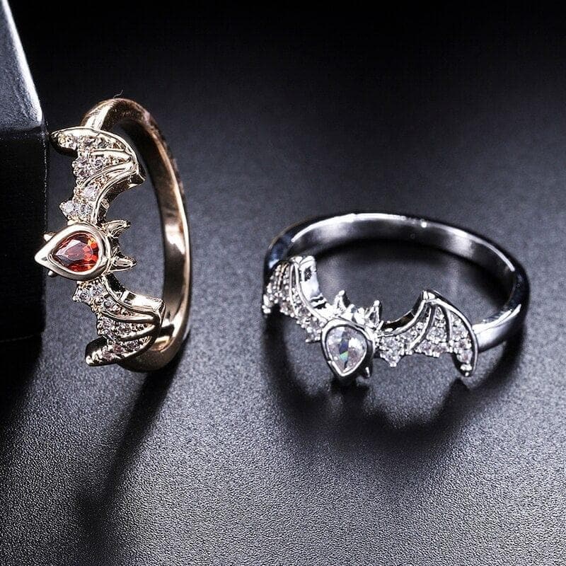 White Red Crystal Zircon Cute Animal Bat Rings For Women Men Punk Jewelry Vintage Fashion Rose Gold/Silver Color Halloween Ring - Premium Men Rings from eprolo - Just $17.99! Shop now at Handbags Specialist Headquarter