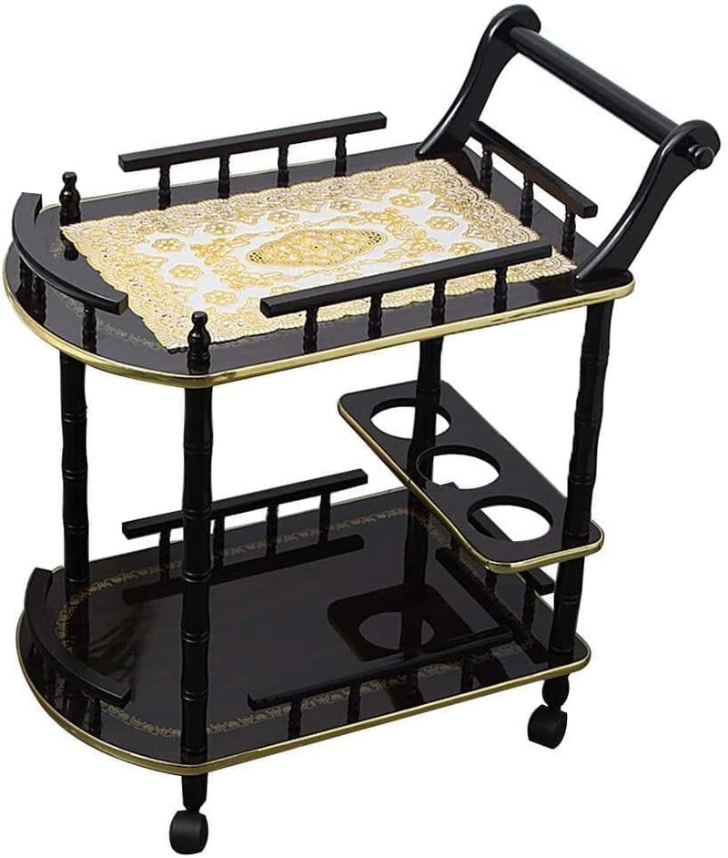 White Serving Cart, Rolling Bar Cart, High-End Kitchen Cart, Wine Rack Carts, Round Wooden Cart, Black/White，50x50x78cm (19.719.730.7in) - Premium 16354791 from Amazon US - Just $368.42! Shop now at Handbags Specialist Headquarter