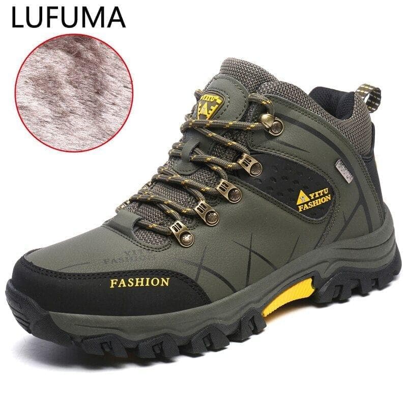 Winter Leather Ankle Boots Men Casual Shoes Outdoor Waterproof Work Tooling Mens Hiking Boots Sneakers Warm Military Snow Boots - Premium Men's shoes from eprolo - Just $39.99! Shop now at Handbags Specialist Headquarter
