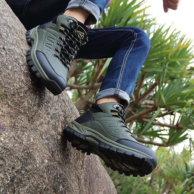 Winter Warm Fur Snow Boots Men Leather Waterproof Military Ankle Boots Outdoor Fashion Work Casual Shoes Men Sneakers Green Bot - Premium Men's shoes from eprolo - Just $56.32! Shop now at Handbags Specialist Headquarter