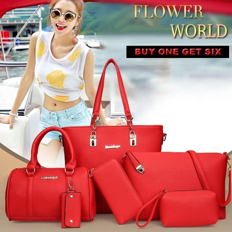 Women Bag High Quality PU Leather 6-Piece Set Composite Bag - Premium 100002856 from MIWIND Official Store (Aliexpress) - Just $63.9! Shop now at Handbags Specialist Headquarter