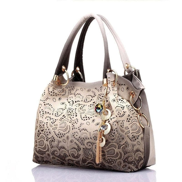 women bag hollow out ombre handbag floral print shoulder bags ladies pu leather tote bag red/gray/blue - Premium WOMEN'S Handbags from eprolo - Just $39.99! Shop now at Handbags Specialist Headquarter