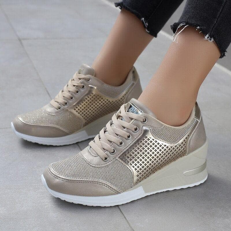 Women Height Increasing Walking Jogging Sneakers 6.5 CM Increase Gold Silver Ladies Sport Running Shoes Comfortable Girl Shoes - Premium Women Sneakers from . - Just $38.40! Shop now at Handbags Specialist Headquarter