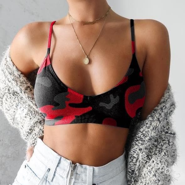 Women Underwear Bra Sexy Camouflage Spaghetti Strapped Bra Top without Steel Ring Summer Autumn Casual Sportwear Plus Size S-4XL - Premium Women's T Shirt from eprolo - Just $14.86! Shop now at Handbags Specialist Headquarter