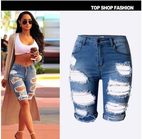 Womens High Waist Sexy Jeans Shorts Fashion Ripped Hole Washed Stretch Denim Shorts Jeans - Premium Women jeans from eprolo - Just $29.99! Shop now at Handbags Specialist Headquarter