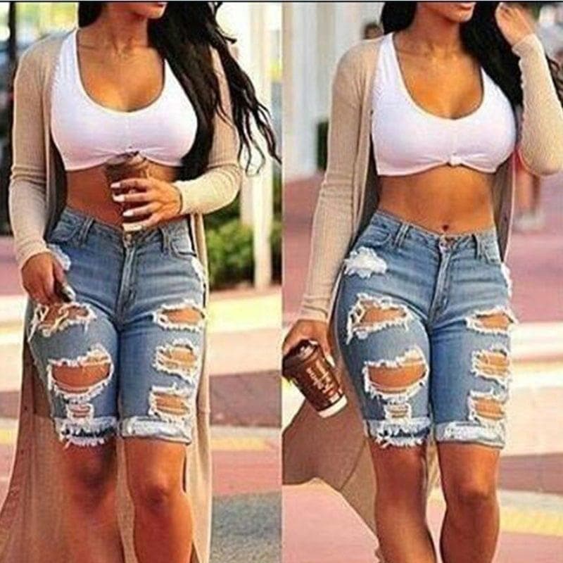 Womens High Waist Sexy Jeans Shorts Fashion Ripped Hole Washed Stretch Denim Shorts Jeans - Premium Women jeans from eprolo - Just $29.99! Shop now at Handbags Specialist Headquarter