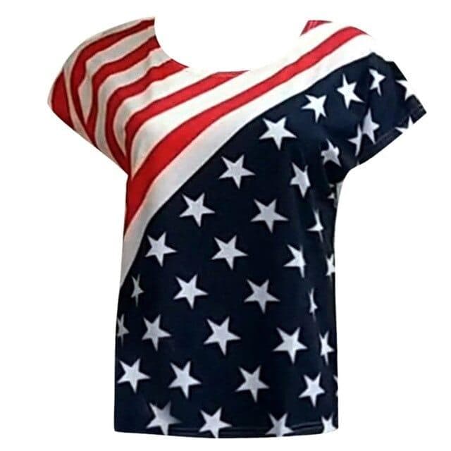Women's Plus Size Casual T shirts American Flag Printed Sexy Round Neck T Shirt Top Summer Steetwear tee shirt - Premium Women's T Shirt from eprolo - Just $22.76! Shop now at Handbags Specialist Headquarter
