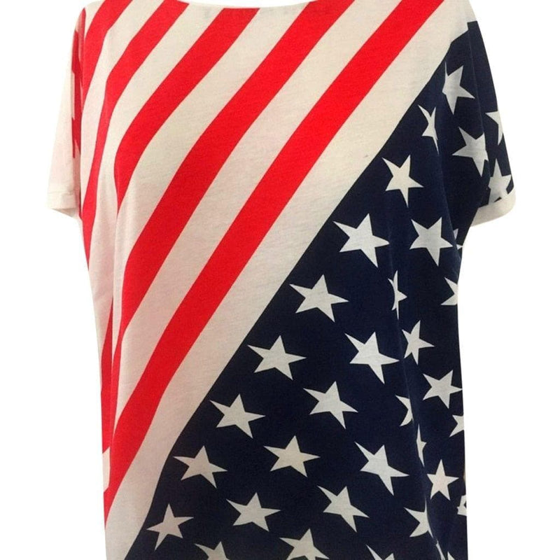 Women's Plus Size Casual T shirts American Flag Printed Sexy Round Neck T Shirt Top Summer Steetwear tee shirt - Premium Women's T Shirt from eprolo - Just $22.76! Shop now at Handbags Specialist Headquarter