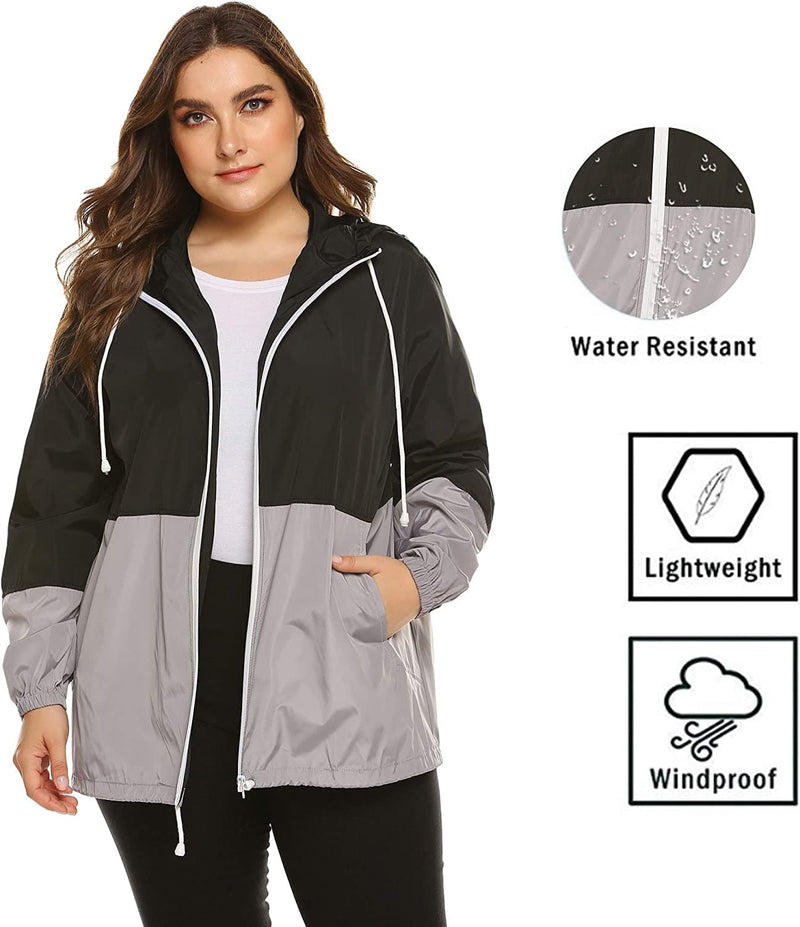 Women's Plus Size Rain Jacket Waterproof Rain Coat Lightweight Windbreaker Outdoor Jackets Hooded Raincoats with Pocket - Premium Rain from Visit the IN'VOLAND Store - Just $49.99! Shop now at Handbags Specialist Headquarter