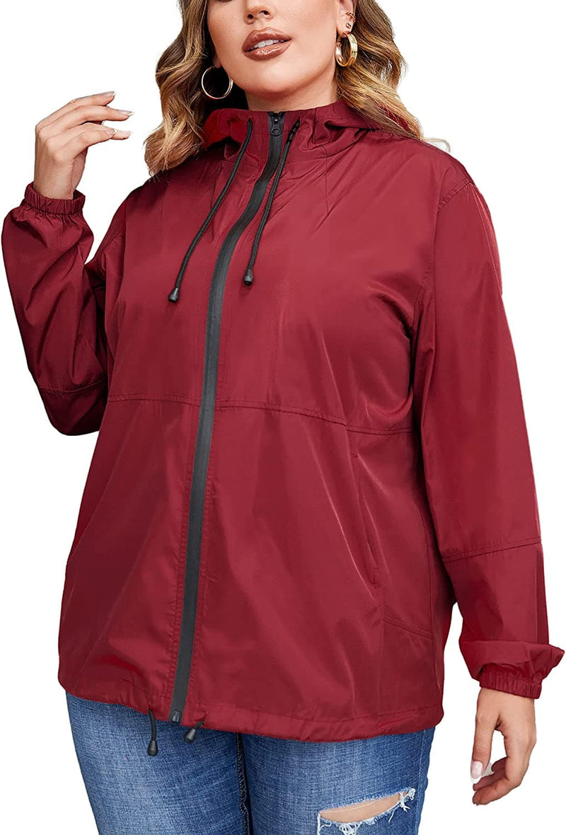 Women's Plus Size Rain Jacket Waterproof Rain Coat Lightweight Windbreaker Outdoor Jackets Hooded Raincoats with Pocket - Premium Rain from Visit the IN'VOLAND Store - Just $49.99! Shop now at Handbags Specialist Headquarter