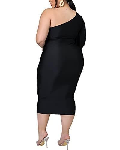 Women's Sexy Plus Size Dresses Club Bodycon Midi Dress (Black, XX-Large) - Premium  from Ranfare - Just $27.99! Shop now at Handbags Specialist Headquarter