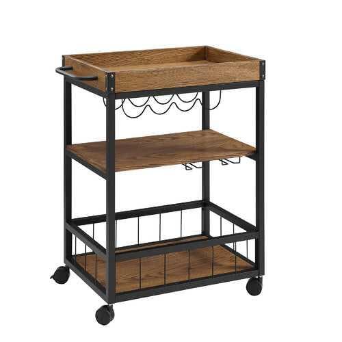 Wood and Metal Kitchen Cart with Caster Wheels, Black and Brown - Premium Carts from HomeRoots - Just $504.33! Shop now at Handbags Specialist Headquarter