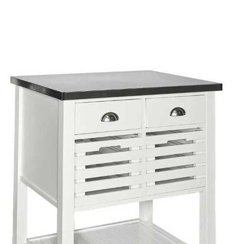 Wooden Kitchen Cart with Caster Wheels and 4 Drawers, White and Silver - Premium Carts from HomeRoots - Just $632.58! Shop now at Handbags Specialist Headquarter