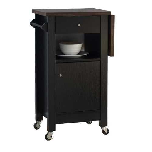 Wooden Kitchen Cart with Spacious Storage and Drop Leaf Top, Black and Brown - Premium Carts from HomeRoots - Just $298.18! Shop now at Handbags Specialist Headquarter