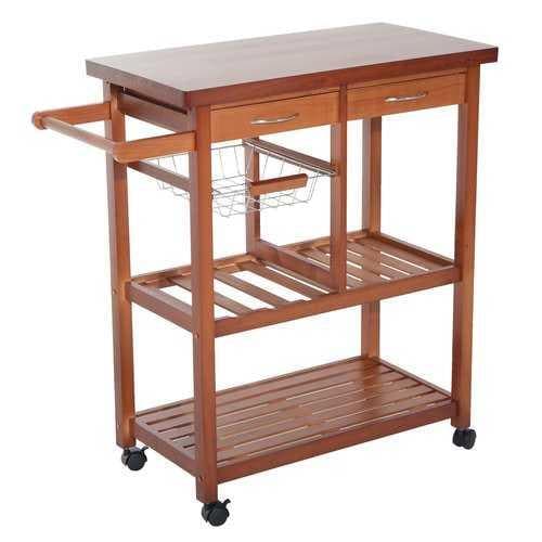 Wooden Rolling Storage Microwave Cart Kitchen Trolley With Drawers - Premium Carts from HomeRoots Kitchen - Just $152.0! Shop now at Handbags Specialist Headquarter