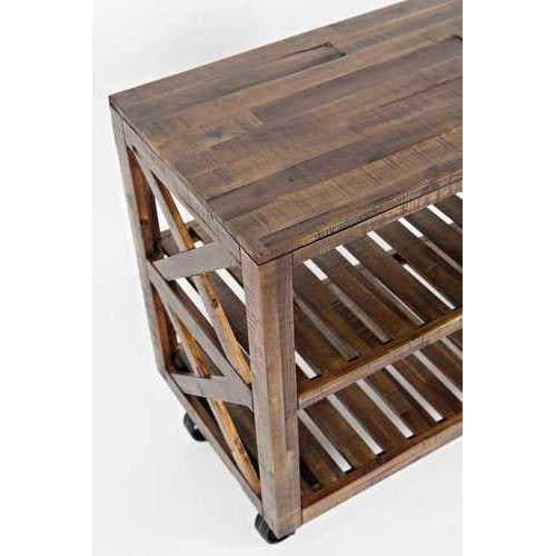Wooden Trolley Cart With Two Slatted Shelves, Brown - Premium Carts from HomeRoots Kitchen - Just $601.0! Shop now at Handbags Specialist Headquarter