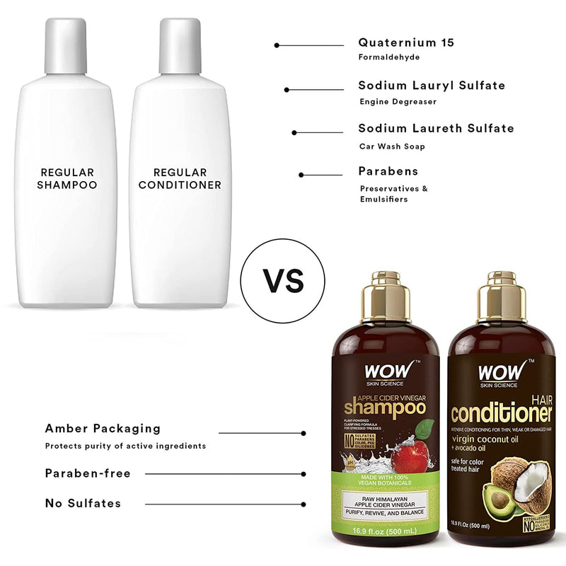 WOW Skin Science Apple Cider Vinegar Shampoo & Conditioner Set - Men and Womens Gentle Shampoo & Conditioner Set for Color Treated Hair - Paraben & Sulfate Free Shampoo & Conditioner for Dry Hair - Premium shampoo from Visit the BUYWOW Store - Just $35.99! Shop now at Handbags Specialist Headquarter