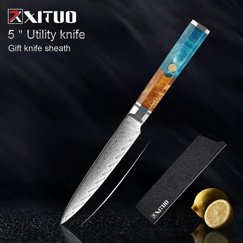 XITUO 1-9Pcs Damascus Chef Knife Razor Sharp Japanese Knife For Kitchen Cuisine Meat Cut Kiritsuke Nakiri Peeling Cooking Knife - Premium Cook from eprolo - Just $58.14! Shop now at Handbags Specialist Headquarter