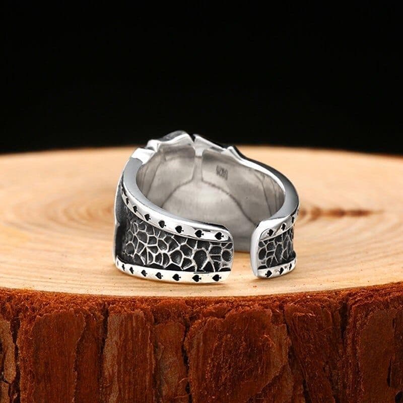 ZABRA Poker Ring Solid 925 Silver Rock Punk Rings For Men Women Black Signet Jewelry Adjustable Size 7 To 10 Can Cutomize Size - Premium Men Rings from eprolo - Just $37.00! Shop now at Handbags Specialist Headquarter