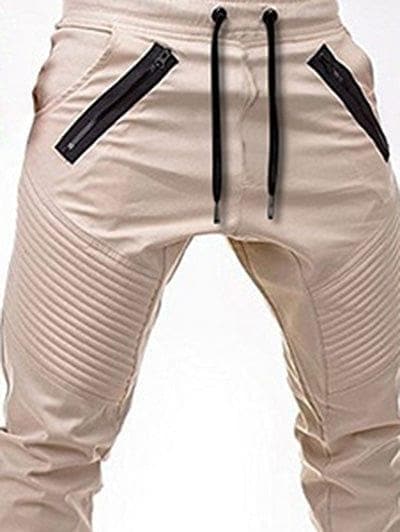 Zippers Embellished Drawstring Jogger Pants - Premium Men Pants from eprolo - Just $30.80! Shop now at Handbags Specialist Headquarter